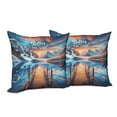thumbnail image 5 of Ambesonne Life is Better at the Lake Throw Pillow Cover Pack of 2, Sunset, 2 Pcs-26"x16", Orange Azure Blue, 5 of 5