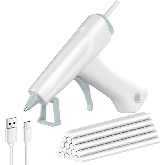 Waxgamo Upgraded Cordless Hot Glue Gun with Stand, Rechargeable Wireless Hot Melt Glue Gun Kit with 30 Glue Sticks, Fast Preheating, Smart Power-Off, Less-drip Hot Glue Gun for DIY Arts & Crafting