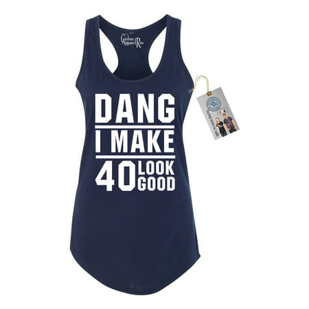40th Birthday T Shirt Dang I Make 40 Look Good Womens Racerback Tank (Best Clothing Stores For Women Over 40)