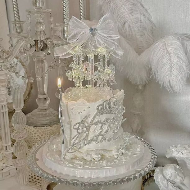 Decoración de tarta Dream Merry Go Round | Topper de carrusel giratorio multicolor | Adornos de plástico duradero para tartas de fiesta | Incluye 2 piezas | 5,9 x 4,2 x 0,78 pulgadas