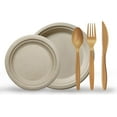 thumbnail image 4 of PAMI 250-Piece Compostable Dinnerware Set – Eco-Friendly Disposable Sugarcane Plates, Cutlery & Cups Heavy-Duty Biodegradable Tableware, 4 of 6