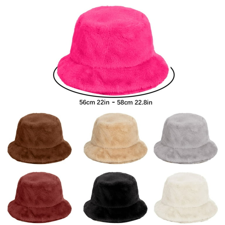 WTXUE Bucket Hats, Fuzzy Bucket Hat for Women Faux WTXUE Bucket Hats, Fuzzy Bucket Hat for Women Faux