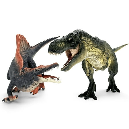 Realistic 15 Large Tyrannosaurus Rex & Spinosaurus Dinosaur Action Figures with Movable Jaws – Gift for Birthdays Collectibles Cake Toppers Party Decor & Room Decor for Kids Ages 3-12
