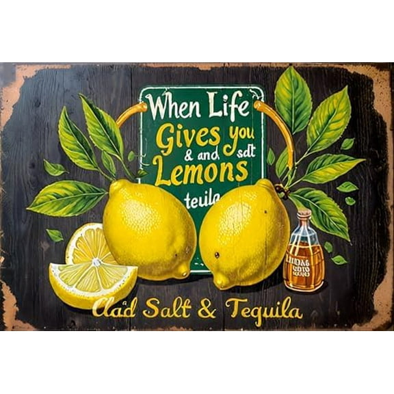 Retro Metal tin Signs When Life Gives You & And Lemons Sign Funny Home Cave Garage bar Wall Decoration Vintage Metal Sign 8 x 12 inch