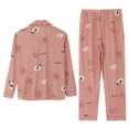 thumbnail image 5 of TEVEQ Pajama Sets for Women 2 Piece Womens Pajama Sets 2 Piece Lounge Set Women Women Casual Lapel Peach Plaid Print Two Long Sleeve Pajamas Pajamas Suit Pink Xl, 5 of 8