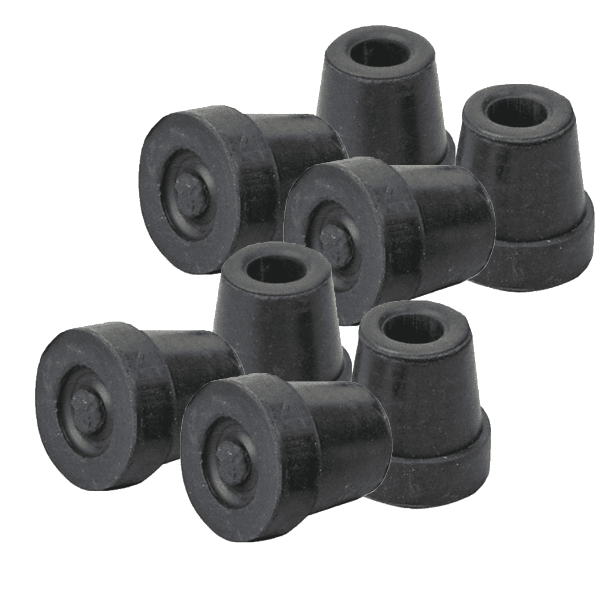 Sky Med 1/2' Shaft Small Base Quad Cane Replacement Rubber Tip Black 8 Counts