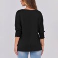 thumbnail image 4 of QUNYINEY Womens Spring Tops Casual Puff 3/4 Sleeve V Neck Solid Blouses Loose Pullover Tops, 4 of 6