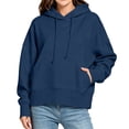 thumbnail image 5 of Dgankt Women's Oversized Cropped Hooded Pullover Sweatshirt Long Sleeve Drop Shoulder with Kangaroo Pocket, 5 of 9
