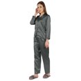 thumbnail image 3 of Moomaya Satin Nightwear Pajama Set For Womens Button Down Sleepwear Pj Set Soft Loungewear, 3 of 8