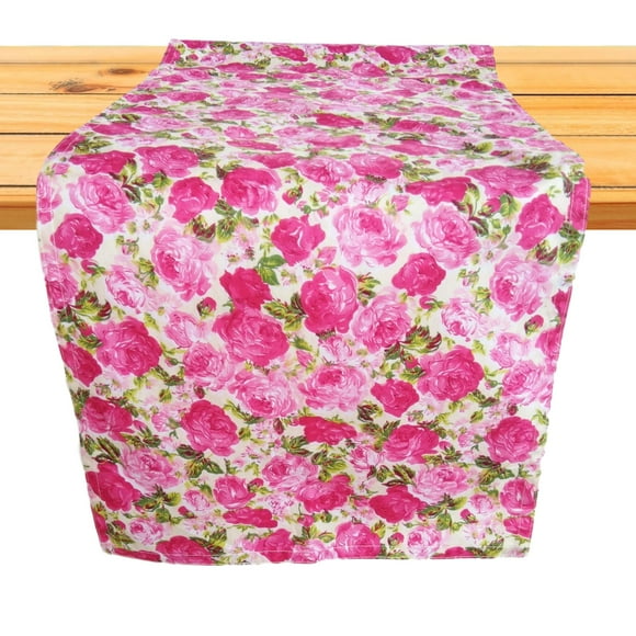 Cushystore Chemin de Table de Jardin Roses Florales de la Saint-Valentin Thème Fleurie 100% Coton Rose 13 X 48 Pouces