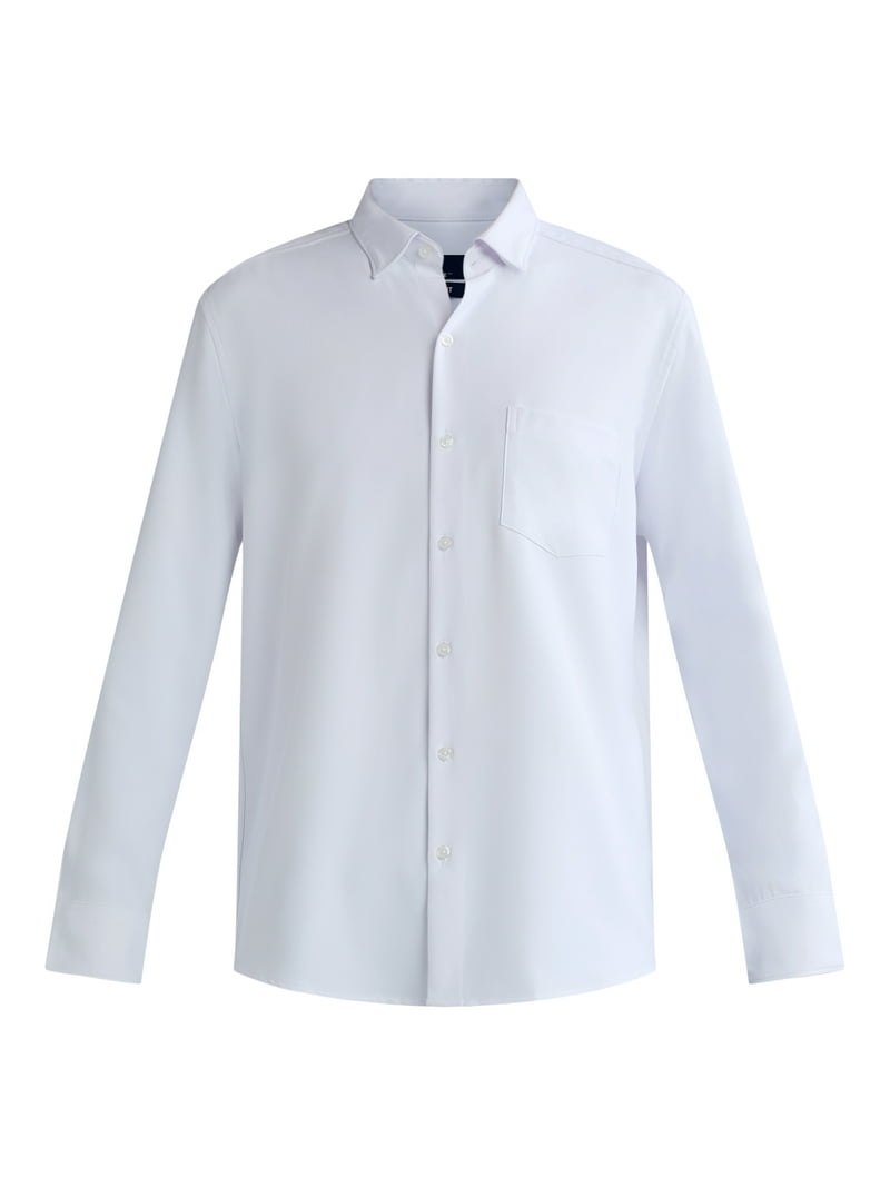 walmart george dress shirts George Men's Dress Shirt with Short Sleeves, Sizes S-3xl, White