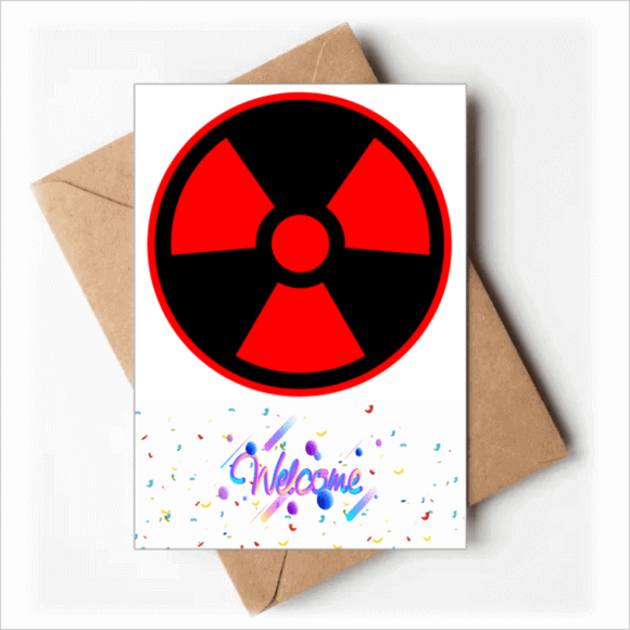 Rouge Dangereux Symbole de Rayonnement Toxique Checal Bienvenue Retour Cartes de Voeux Enveloppes Vierges