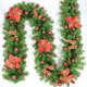 thumbnail image 3 of Christmas Decoration 2.7m Rattan Garland Wreath With Led Light Door Hanging Ornaments Artificial Xmas Rattan Fireplace Decor, 3 of 5