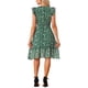 thumbnail image 3 of Vestido Floral para Mujeres Inspire Chic con Mangas de Volante, Cuello en V, Fruncido y Volantes, Vestidos Casual Verde L, 3 of 6