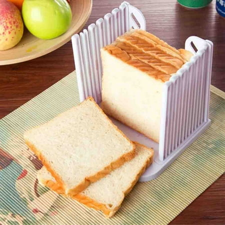

Plastic Bread Slicer for Homemade Bagel Loaf/Toast Foldable Bread Cutter Guide Adjustable Sandwich Slicer Toast Slice Cutter Mold(White)