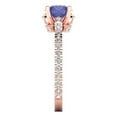 thumbnail image 3 of 1.465 ctw Solitaire with Zirconia Diamond Accents Anniversary Ring for Women | Round Cut Simulated Tanzanite | Hyperallergenic Solid 18K Rose Gold, 3 of 5