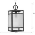 thumbnail image 3 of Parrish Collection One-Light Matte Black Clear and Etched Glass Modern Craftsman Outdoor Hanging Lantern, 3 of 15