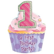 1st Birthday Cupcake Pink First Birthday Party Jumbo Deluxe Novelty Invitations
