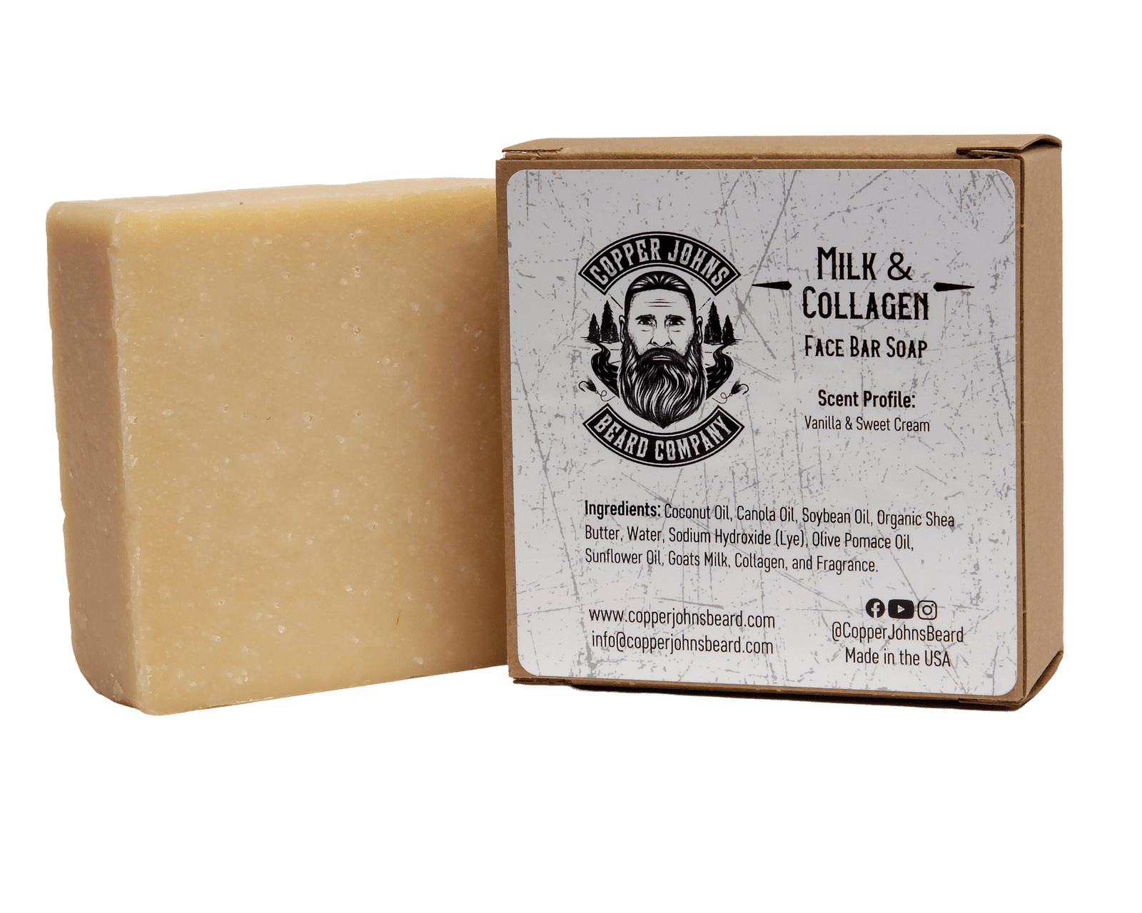 Copper Johns Beard Company, Milk & Collagen Face/Bar Soap, 5oz