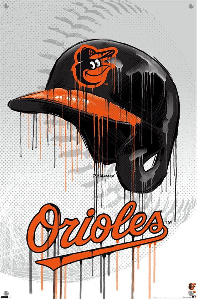 MLB Baltimore Orioles - Drip Helmet 22 Wall Poster with Push Pins, 14.725" x 22.375"