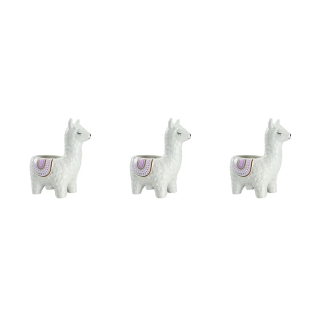 Bearachild Maceta de cerámica - Para espacios pequeños Macetas suculentas para interiores y exteriores Macetas con forma de animal Alpaca blanco Type1 NO1