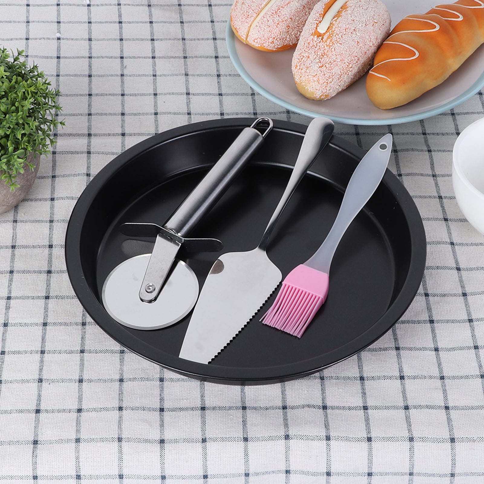 VINGVO Plaque De Cuisson à Pizza Plaque à Pizza Ronde Antiadhésive En