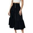 thumbnail image 5 of WTOBBY Women's Fashion Retro Button Front Denim Maxi Skirt High Waist Slim Fit Long Skirt Casual Stretch Cotton Skirt with Side Slit and Back Zip Closure,Black S, 5 of 5