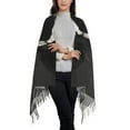 thumbnail image 3 of Cauagu Black White Hat Skull Print Women Wrap Shawl tassels Scarves Retro Scarf 77.6"X28.3", 3 of 8