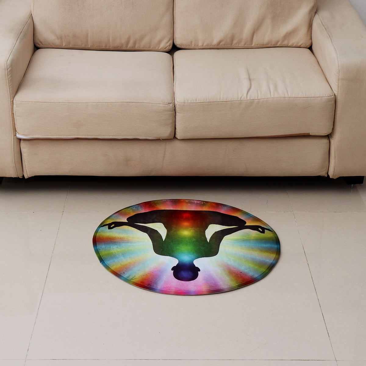 Meditation Chakra Mandala Round Yoga Mat Carpet Home Bedroom Non slip