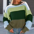 thumbnail image 3 of Women's Oversized Striped Cropped Sweater Casual Knit Pullover Top, 3 of 8