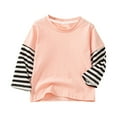 thumbnail image 2 of AINIYS Toddle Vintage Fall and Spring Sweatshirt Round Neck 2-3 Years Girls Tops for 2025 Striped Patchwork Long Sleeve Casual Loose Pullover Basic Tees Kids Fashion Clothes Color Block, 2 of 3