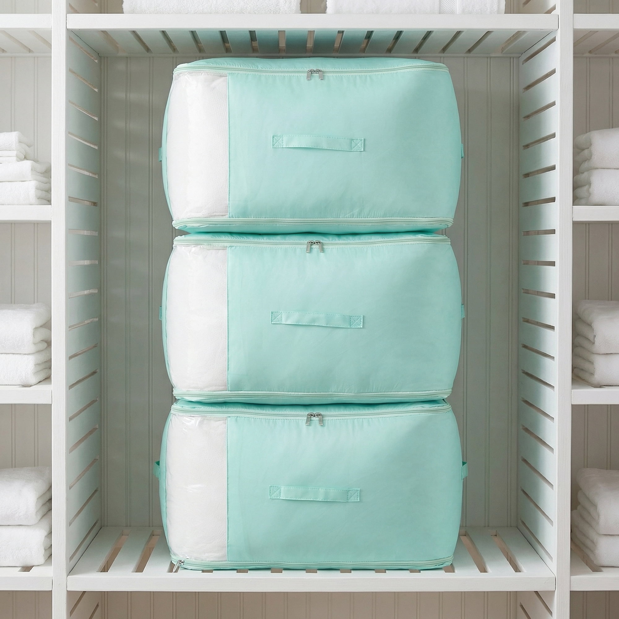 Unique Bargains 1Pc Clothes Expandable Storage Bag Light Green 21.3*16.5*23.6in