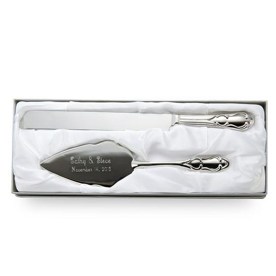 Personalized Fluted 2 Piece Wedding  Cake  Knife and Server  