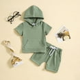 thumbnail image 2 of REDARER Toddler Boys Girls Short Sleeve Solid Hooded T Shirt Tops Shorts Outfits,6-12 Months, 2 of 7