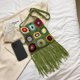 thumbnail image 3 of Bolso de estética para mujer, estilo étnico, Bolso de tejido suave para mujeres y niñas, color verde, 3 of 8