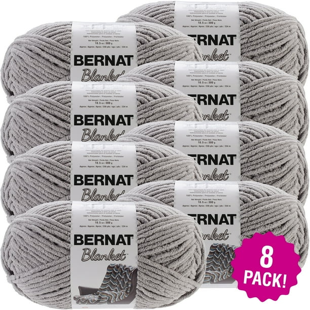 Bernat Blanket Big Ball Yarn Pale Grey, Multipack of 8