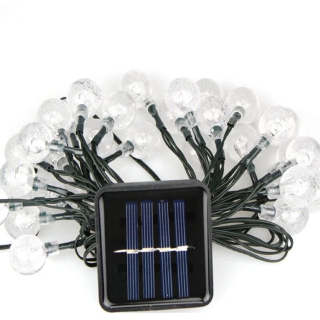 Luces de cadena solares al aire libre, 11M 60 LED Luces de cadena de bolas solares 8 modos IP44 a prueba de agua para cumpleaños Boda Jardín Tienda Hogar interior o exterior ACTIVE Biensenido a ACTIVE