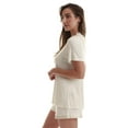 thumbnail image 2 of #followme Womens Pajama Shorts Set  Ultra Soft PJ Set for Women with Satin V-Neck Trim (Ecru With Satin Trim, X-Large), 2 of 3
