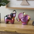 thumbnail image 2 of 6", 7"H Multi Colored Ceramic Elephant Sculpture with Rainbow Shimmer Finish, by DecMode (2 Count), 2 of 11