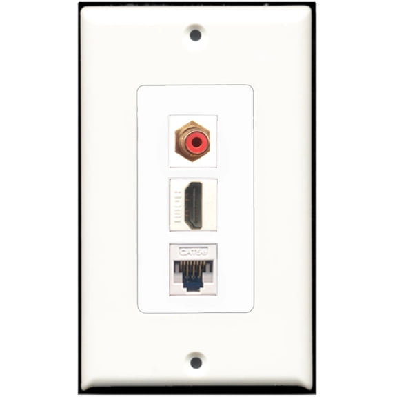 Ultra Spec Cables 1 Port HDMI 1 Port RCA 1 Port Cat5e Wall Plate F/F DecorZ