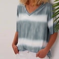 thumbnail image 1 of CEHVOM T-Shirt Dégradé pour Femmes, Col en V, Manches Courtes, Décontracté, 1 of 6
