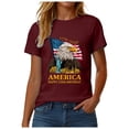 thumbnail image 4 of enyan Fourth Of July Outfit Women 250 Years America Anniversary Shirt Wos 250th Independence Day Freedom Shirt USA Flag Star and Stripes Tee,Wine,L, 4 of 7