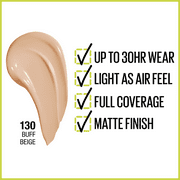 Maybelline Super Stay Liquid Foundation Makeup, Full Coverage, 130 Buff Beige, 1 fl oz