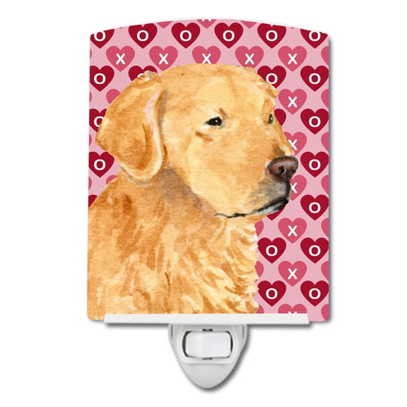 Caroline's Treasures SS4476CNL Golden Retriever Hearts Love Valentine's Day Ceramic Night Light, 6x4x3", multicolor