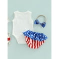 thumbnail image 4 of Biekopu Baby Girl’s Tops and Shorts Set Fashion Sleeveless Romper and Independence Day Short Pants with Headband, 4 of 8