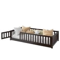 thumbnail image 6 of Sesslife Twin Size Floor Bed with Door and Fence, Wood Floor Platform Bed with Slats, Toddler Bed for Kids Boys Girls, Montessori Bed, No Box Spring Needed, Espresso, 6 of 8