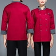 thumbnail image 4 of Lejafay Mens Womens Unisex Long Sleeve Chef Coat Double-Breasted Cook Jacket Restaurant Kitchen Red 3XL, 4 of 5