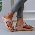 thumbnail image 5 of Outerwear Thong Toe Beach Sandals Solid Color Leather Tie Wedge Sandal for Valentine's Day Christmas Gift, 5 of 5