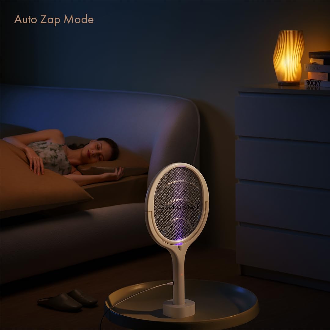 Rotating Head Electric Fly Swatter Racket Rechargeable Bug Zapper Racket Bug Zapper Indoor Fly Zapper Mosquito Zapper Flies Killer for Indoors