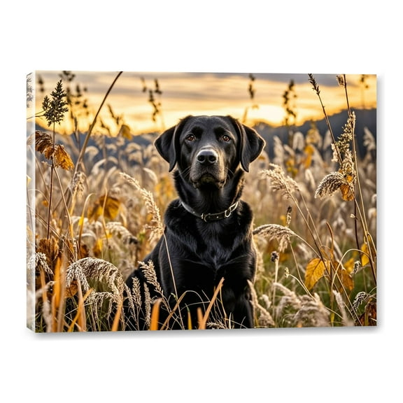 Black Labrador Retriever Canvas Wall Art Labrador Framed Canvas Paintings Prints Poster Wall Art for Living Room Bedroom Bathroom Office Dining Room Restaurant Hotel Home Wall Decor 12x16 Inch